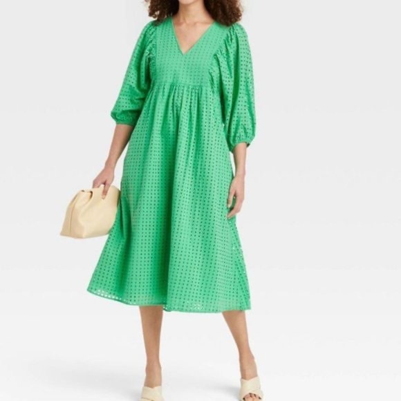 a new day Dresses & Skirts - Balloon 3/4 Sleeve Eyelet Dress